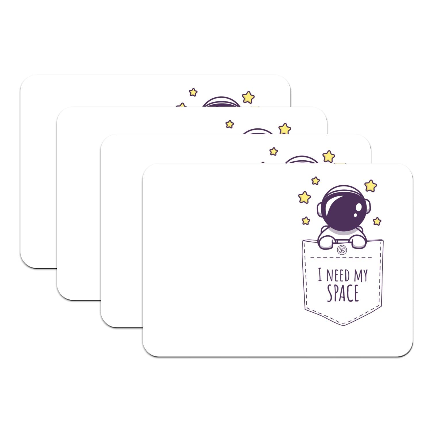 Set de table astronaute caoutchouc blanc 39,5x28,5cm anti-tache lot de 4