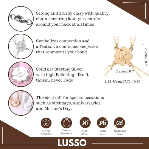 925 Sterling Silver Set Piece Four Leaf Clover Stitching Pendant Necklace For Best Friend, Best Friend Necklaces For 4, BFF Friendship Necklace For 4 Ladies3