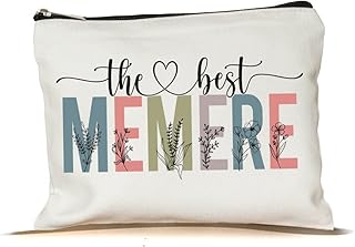 PTDShops The Best Memere Makeup Bag - Mothers Day Makeup Bag - Cute Memere Cosmetic Bag - Gift Birthday Memere Makeup Bag - Best Memere Cosmetic Bag - Gift Memere Zipper Makeup Bags Travel, White, 7”x9.8”