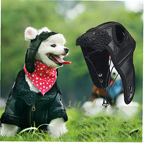 Froiny Dog Pilot Hat Funny Pet Cosplay Cap Dog Halloween Costume Hats Small Dog Winter Warm Caps Black #TOP4