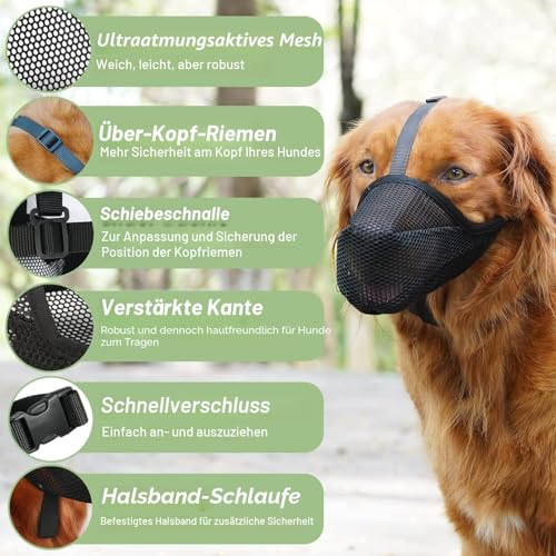 Mayerzon Hundemaulkorb, weicher Netzmaulkorb für die Aassuche| Schwarz, S