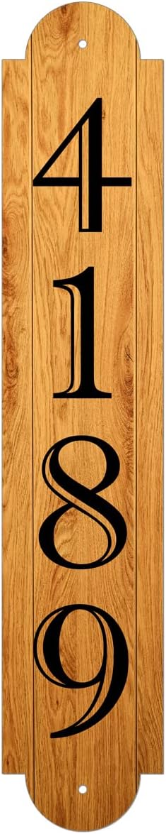 VWAQ Personalized Address Numbers Reflective Aluminum Plaque Wood Design Sign for Mailbox Post - AS1S5 (Black)