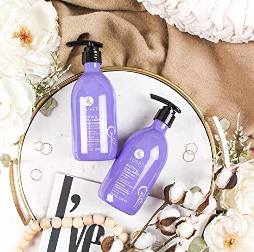 Luseta Biotin & Collagen Shampoo & Conditioner Set 2 x 16.9oz - Thickening for Hair Loss & Fast Hair Growth - Infused with Argan Oil to Repair Damaged Dry Hair - Sulfate Free Paraben Free