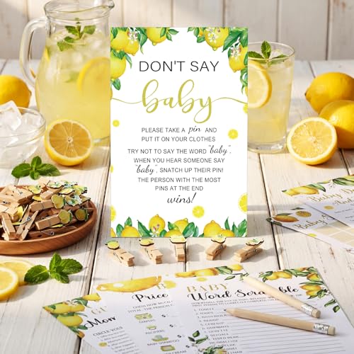 Image of Patelai 321 Pcs a Little Lemon Is on the Way Baby Shower Game Supplies