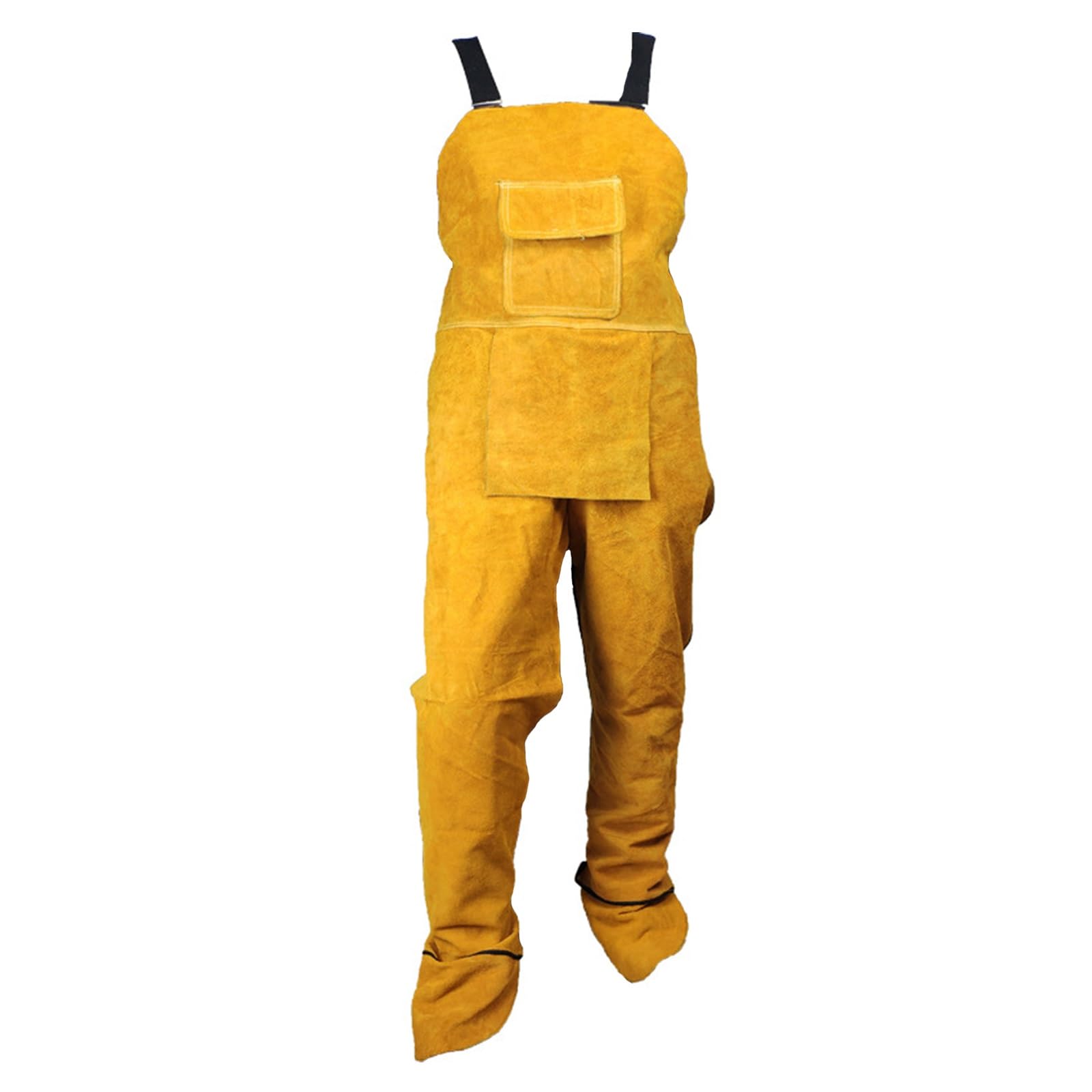 FaroLy Los Hombres de Cuero Delantal de Soldadura Pierna Split Heavy Duty Resistente al Calor Llama Babero Delantal con Bolsillos para Herramientas