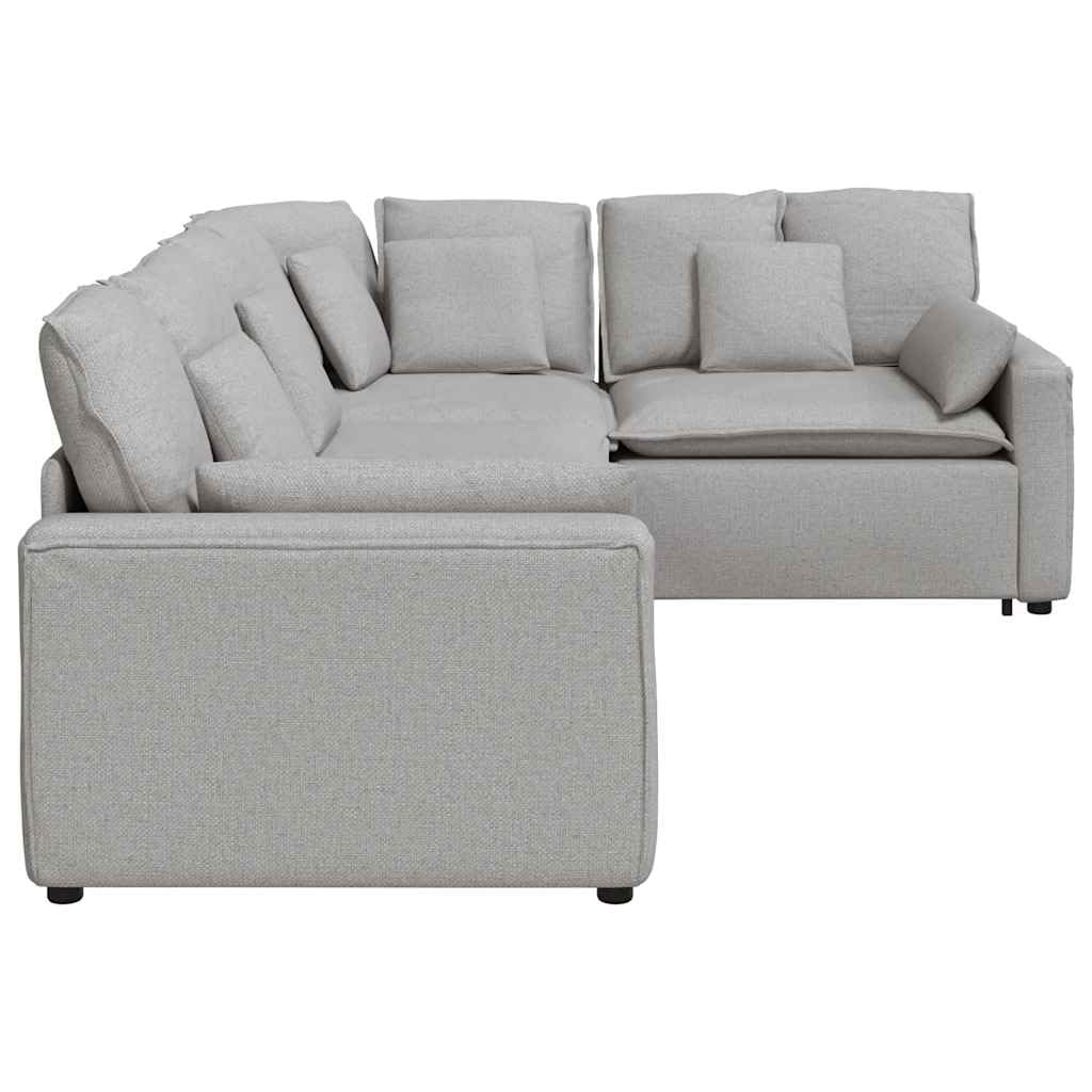 Sofá modular gris nube con cojín de tela, 317 x 217 x 64 cm, 4 elementos de montaje en esquina acolchada, versátil para salón, salón, cine en casa