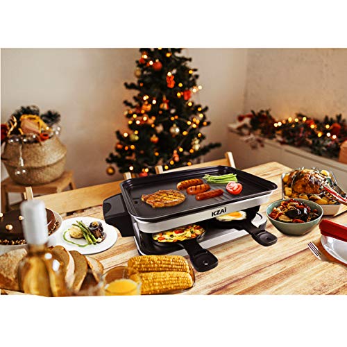 Raclette 4 Personen, Raclette Grill Antihaft-Beschichtung Platte Raklettgerät mit 4 Raclette Pfännen, Einstellbarer… – Bild 3
