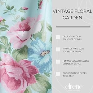 Elrene Home Fashions Spring Summer Vintage Floral Garden Cottage Cloth Dinner Napkins, Set of 4, 17"x17" Elrene Home Fashions Spring Summer Vintage Floral Garden Cottage Cloth Dinner Napkins Set of 4 17×17
