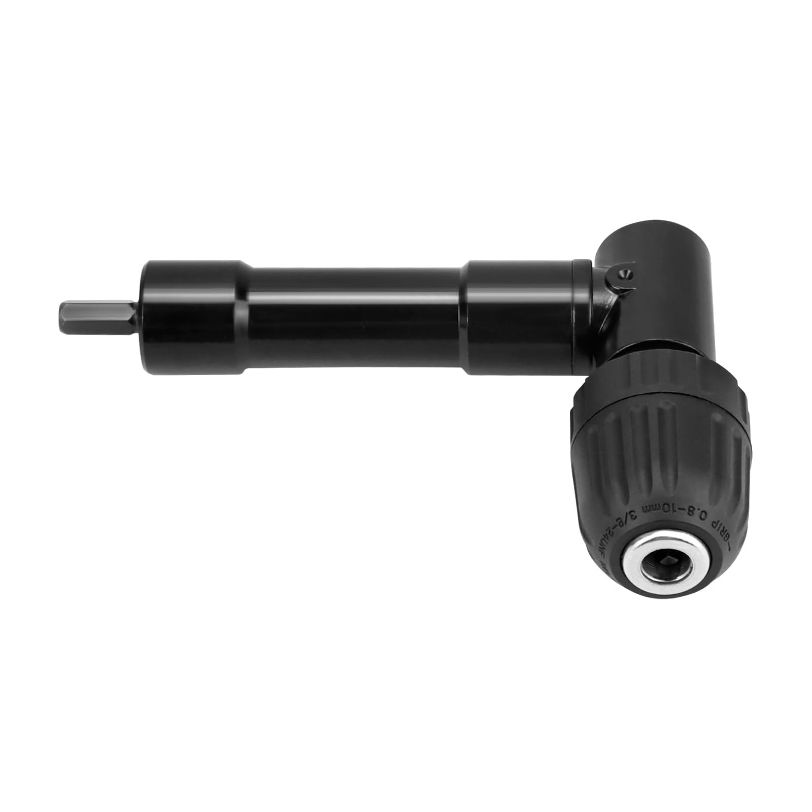 BIGP Adattatore a sgancio rapido per trapano senza chiave, campo di serraggio 0,8 – 10 mm, mandrino 90 gradi, adattatore per foratura angolare, mandrino universale in metallo con manico antiscivolo