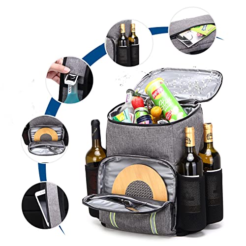 Trypry Cooler Backpack Leakproof 30 Cans Lightweight Backpack Insulated Cooler For Lunch Picnic Fishing Hiking Camping Park Beach (Grey) #TOP2