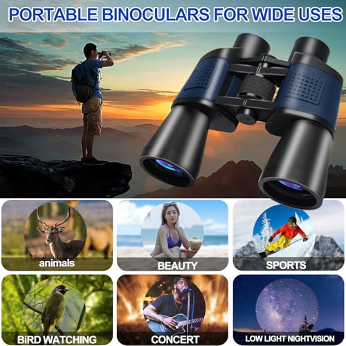Ferngläser für Erwachsene 20x50 HD Hohe Vergrößerung Wasserdicht Ferngläser mit Großes Sichtfeld Feldstecher mit Smartphone Adapter,BAK4 Prism FMC Objektiv für Vogelbeobachtung,Sport,Wandern,Reisen