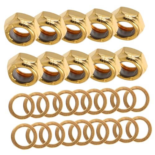 Abaodam 32pcs Skateboard Accessories Self-Locking Nuts Scooter Nuts Skateboard Repair Hardware Truck Nuts Skateboard Truck Hardware Skateboard Speed Washers Skate Trucks Metal Golden