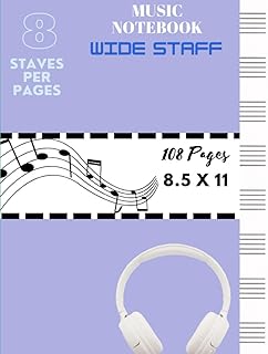 Pentagram Notebook: Music notebook , 8 staves per page, color blue.108 pages. For Young people and adults.