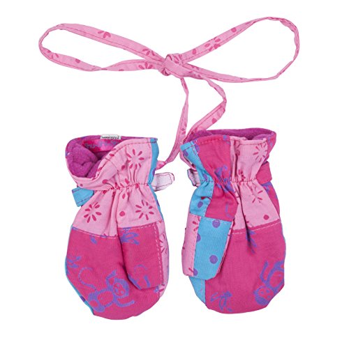 Shu-Shi Baby Toddler Girl Mittens Soft Warm Fleece Interior and String Attached,X Large (2T-3T),Patchwork Pink