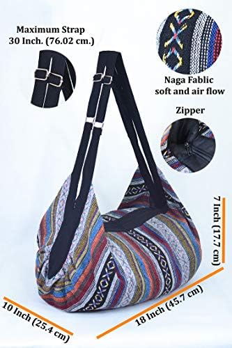 Sac Bandoulière Boho - Tissu Gris, Poignée Blanche - Fabriqué En Italie - 38x36x14 Cm