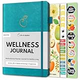Life & Apples Wellness Journal Planner – Food Log, Fitness Tracker, Habit Tracker, Weight Loss Journal for Diet Tracking and Health Goals, Undated, Size A5 Aquamarine