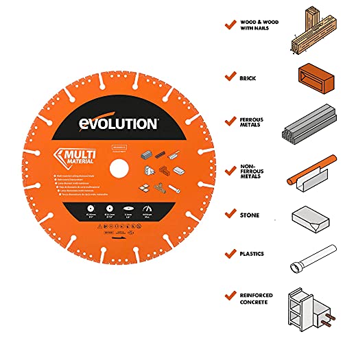 Evolution 9 Inch Multi Material Diamond Blade With Segmented Edge, 7/8 In Bore, Multi-Purpose & Metal Cutting Diamond Blade #TOP1