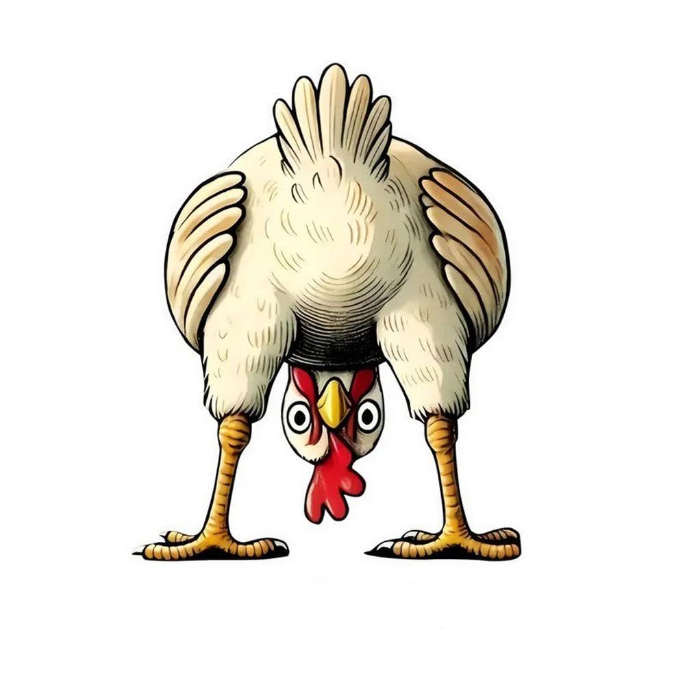 Upside Down Chicken Vinyl Car Decals for Car Laptop Tumbler Refrigerator