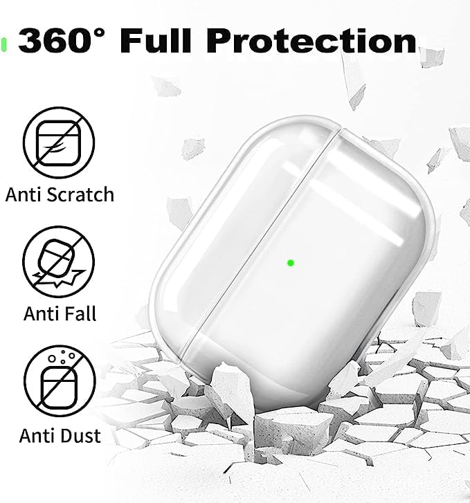 Miniatura 2 de LRK Funda transparente compatible con Apple AirPods 3, no amarillenta soporta carga inalámbrica, material de TPU suave, portectivo y a prueba de