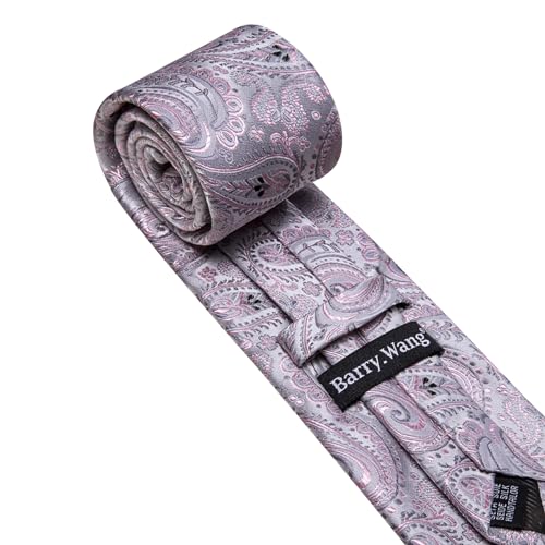 Image of Barry.Wang Paisley Tie Fashion Set Hanky Cufflinks Neckties for Men Woven Silk