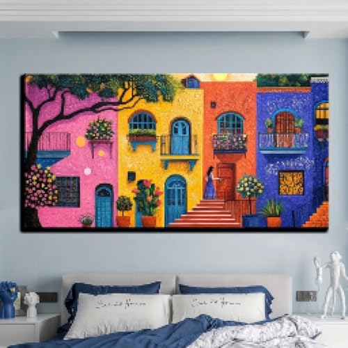 Peinture sur toile d'art mexicain affiche de salon de qualité décoration de maison 40x80cm - 3