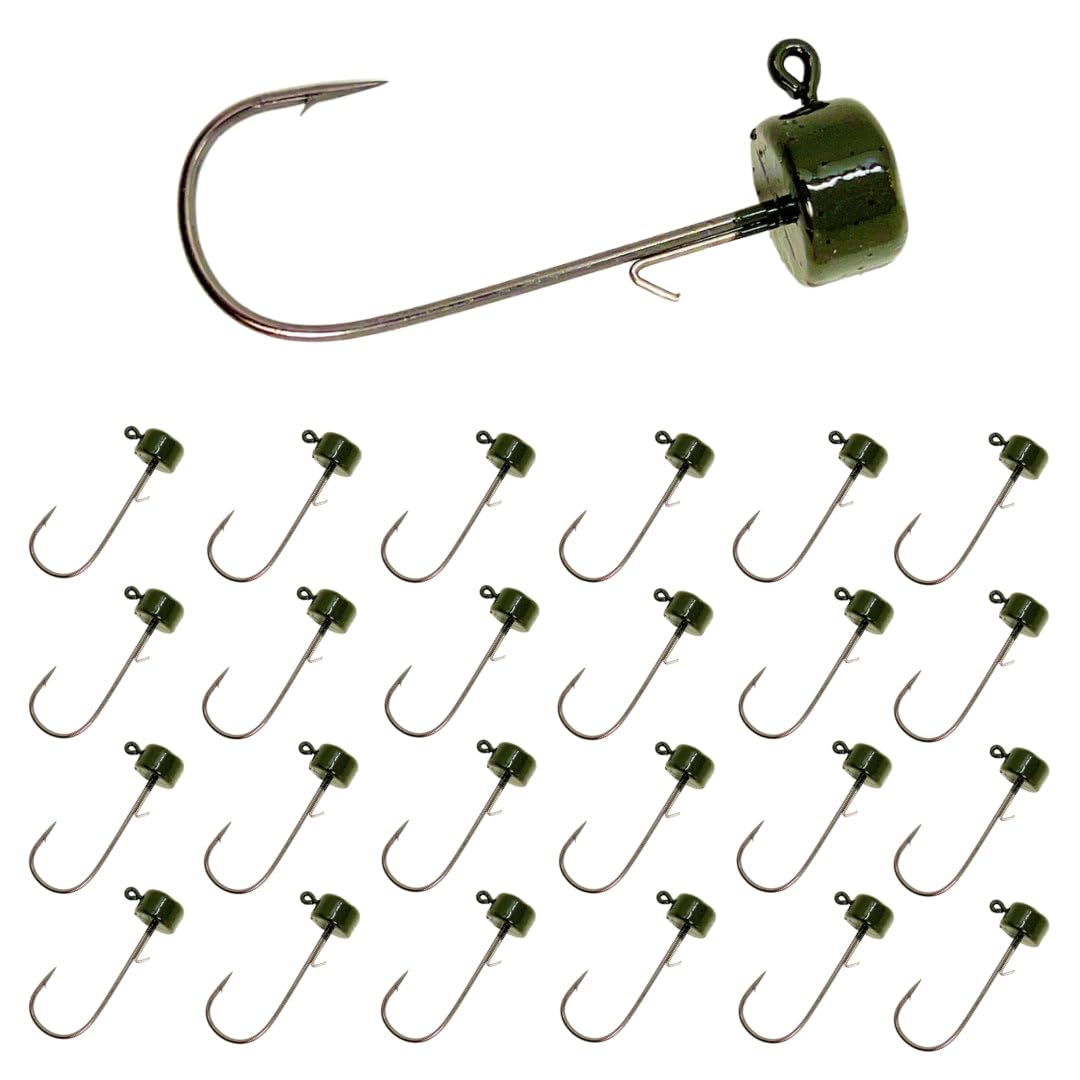 Reaction Tackle Ned Rig Jig Heads - Mushroom Jig Head Shroom jigs, Bass Fishing Lures, Fishing Tackle Finesse Jig Fishing Hooks (25-Pack Kit)