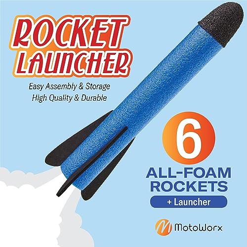 image for Motoworx Toy Rocket Launcher for kids – Shoots Up to 100 Feet – 6 