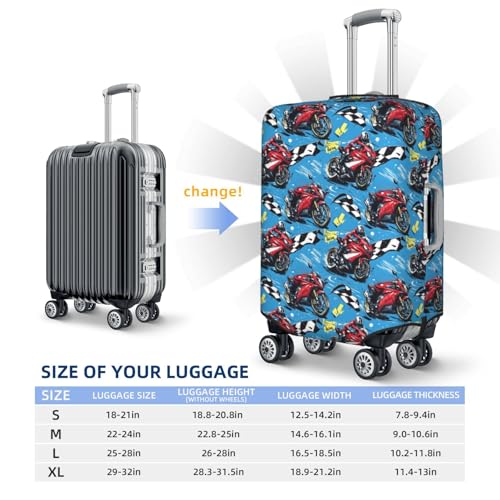 Luggage Cover Protector - Red Motorcycle Rider Print Suitcase Covers for Luggage Fit 22-24 Inch Suitcase2