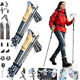 Foldable Hiking Poles with Camera Mount, Selfie Trekking Pole & Hiking Stick Combo with Magic Phone Holder, Mini Tripod for Women Men Seniors, All-in-One Kit for Hiking, Selfie, Vlog & Daily Use