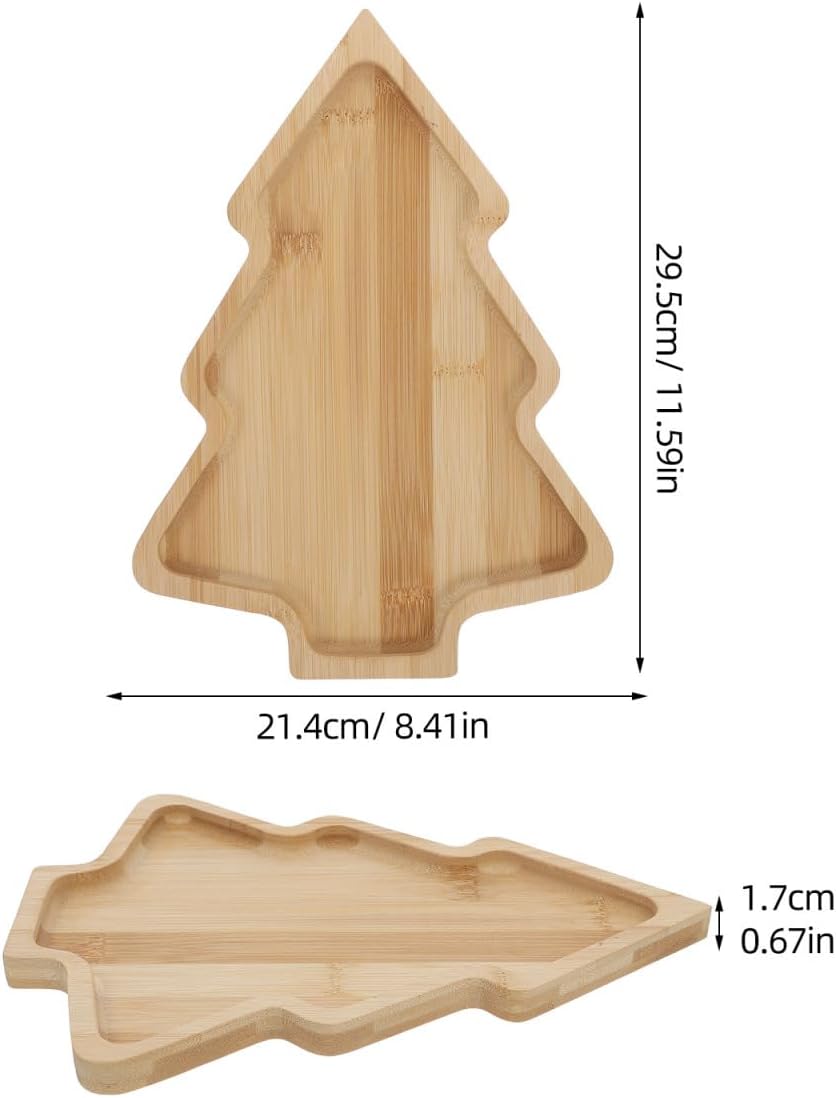 IMIKEYA Christmas Tree Charcuterie Board: Xmas Serving Platter Wooden Christmas Tree Serving Trays Wooden Appetizer Tray Sushi Servings Tray Servings Dishes for Snacks Desserts Cheese Appetizer - Image 4