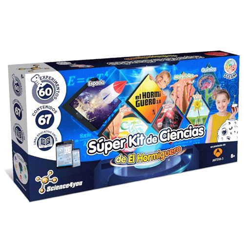 Science4you-Super Kit de Ciencias de El Hormiguero para Niños – Juguete Científico 60 Experimentos y 2 Libros Educativos, Regalo Educativo Original del Hormiguero para Niñas y Niños de 7 8 9+ Años