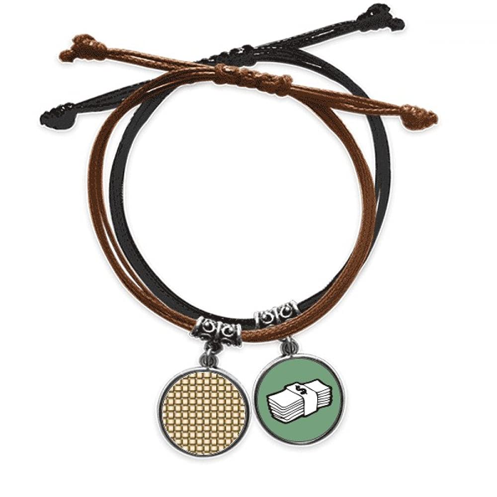 Pulsera de cuero marrón con cuerda de lino tejida a mano 3