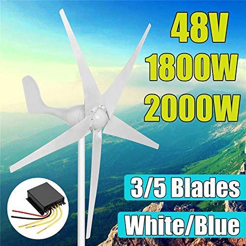 Éolienne Horizontale 2000W 48V - Générateur Domestique 3 Pales, énergie Libre, Protection Multiple