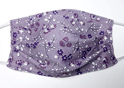 Alltagsmaske Behilfsmaske Mund Nasen Maske Mundabdeckung Baumwolle weich Lila/grau Blumchen