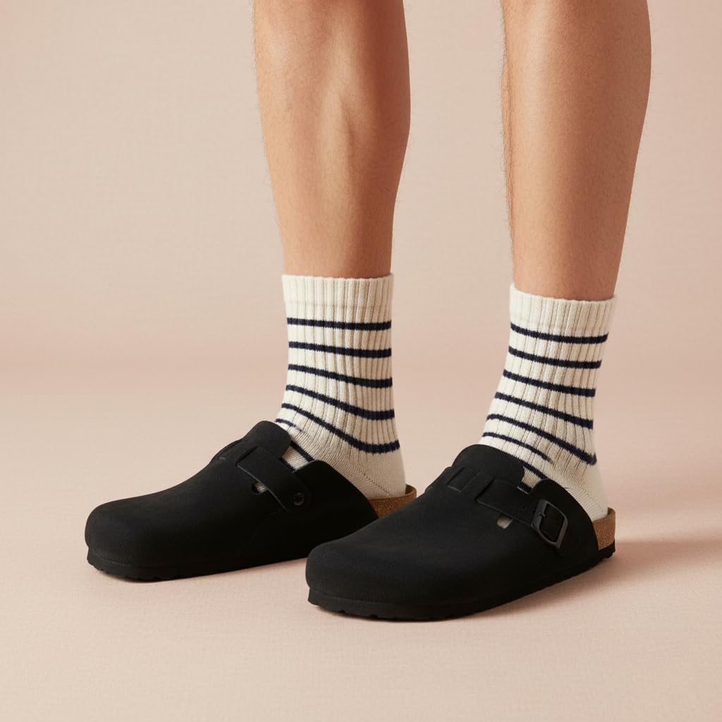 CUSHIONAIRE Haze Genuine Suede Leather Mens Clogs - Comfortable Slip On Potato Shoes for Men with Adjustable Buckle - Image 8