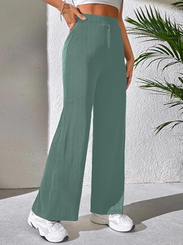 Image of Prenuem Women's High Waist Flared Korean Trousers, Trendy Casual Wear for Daily & Travel Use (Available in Plus Size)