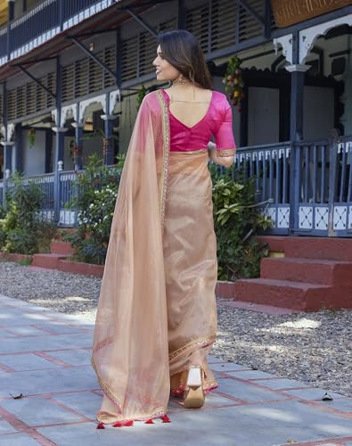 Image of Yashika Women's New Bollywood Soft Tissue Silk Saree With Blouse Material |saree for Women | New Sari | Saree