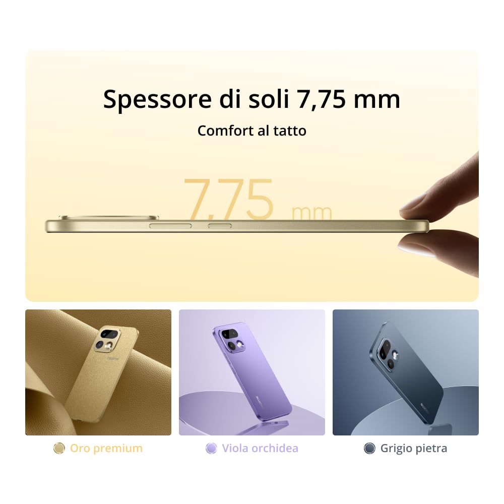 realme 16 Pro 5G Smartphone, Fotocamera Periscopica Sony, 8GB RAM +512GB ROM, Display Curvo 120Hz, Dimensity 7300 Max 5G, Ricarica 67W SUPERVOOC, Dual SIM Android, Viola orchidea