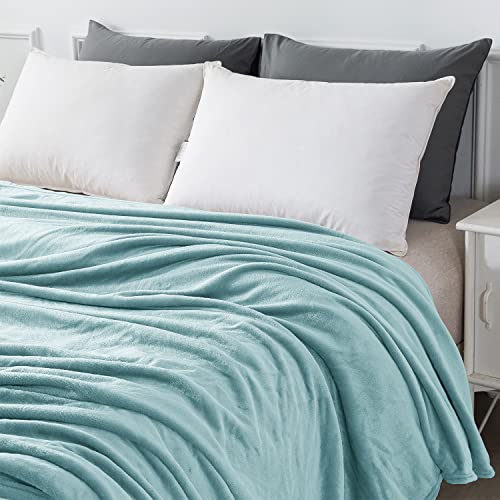 Onme Fleece Blanket, Full/Queen Size Blanket - Soft Lightweight Microfiber Cool Blanket For Sofa, Couch, Bed, Camping, Travel, 90"X90" Light Green #TOP3