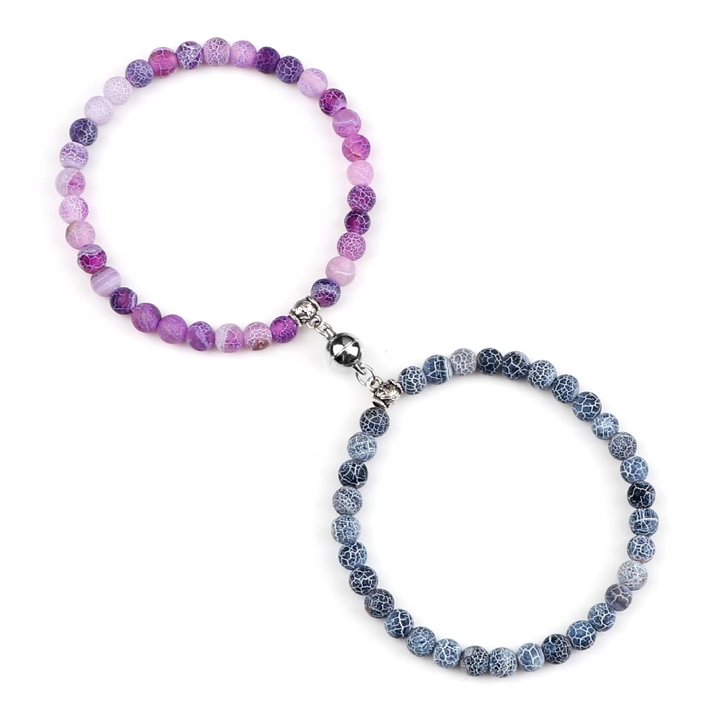 Braccialetti di Coppia 2 Pezzi Attrazione magneti Naturale in Pietra Naturale Bracciale onice per Il Regalo dei bracciali Amanti