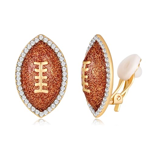 YUJIE Clip On Earrings Football Rugby Baseball Non Pierced Studs for Women Sports Game Team Fans Earrings Jewelry