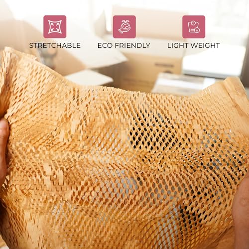 Honeycomb-Packing-Paper-for-Moving-15-In-x-300-Ft-Shock-Proof-Brown-Wrapping-Paper-Roll-for-Shipping-With-20-Fragile-Stickers-100Ft-Jute-Twine