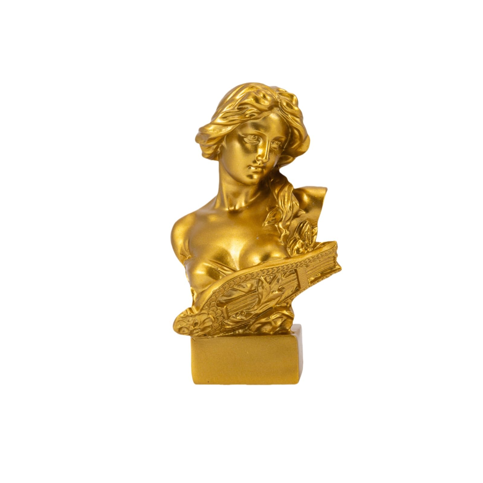 HODESunPure 6" H Small Greek Goddess Bust Statue Sculpture Home Decorations, Classic Aphrodite Ancient Greek Mythology Head Statue Decor for Bookshelves, Shelves, Partition Decor (Golden)