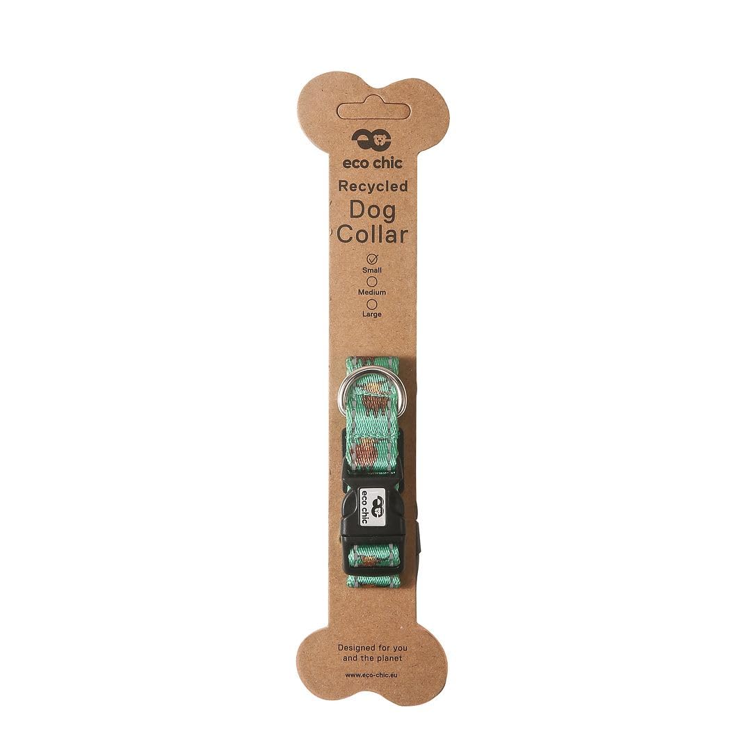 Eco Chic Recycled Reflective Dog Collar Soft Adjustable Pet Collar with Quick Release Buckle (Highland Cow Teal Small) - Image 2