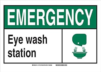 Brady 119753 "Emergency Eye Wash Station" Sign, Polyester with Polyester Overlaminate, 10" H x 14" W, Black/Green/White