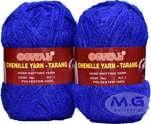 Image of M.G Knitting Wool Yarn, Soft Fancy Feather Wool Royal Blue 300 GMS Best Used with Knitting Needles, Soft Fancy Wool-KJ Art-HFJ