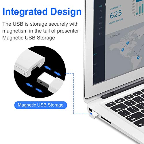 Norwii N99 Air Mouse Präsentationsclicker mit Pointer, wiederaufladbarer Clicker für PowerPoint-Präsentationen, PowerPoint-Clicker, Präsentationsfernbedienung, kabelloser Presenter, Handmaus - Weiß