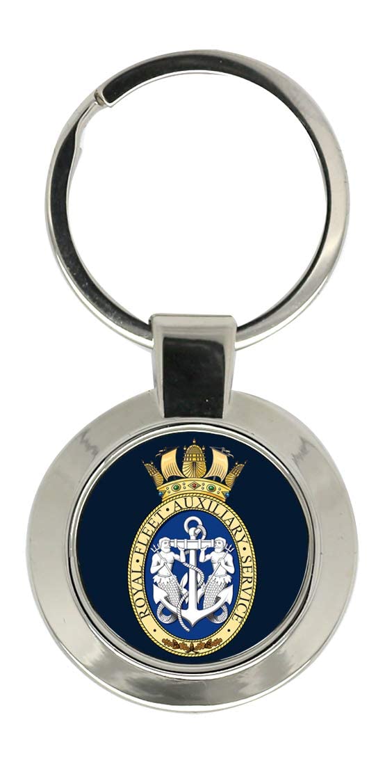 Giftshop Uk Unisex Silver Coloured Metal Royal Fleet Auxiliary Crest, Royal Navy Key Ring