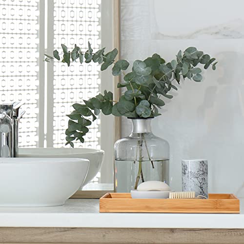 Chengu Bamboo Tea Serving Tray 3 Pcs Decorative Multi Use Bathroom Counter Tray With Edges Bamboo Vanity Tray For Dresser Counter Food Coffee Tea Snack Tissues Candles thumb #4