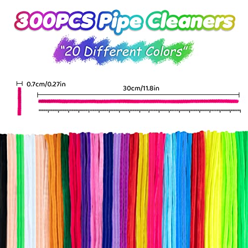 Acerich 300 Pcs Pipe Cleaners 20 Colors Chenille Stems Diy Art Craft Decorations (7 Mm X 12 Inch) #TOP1